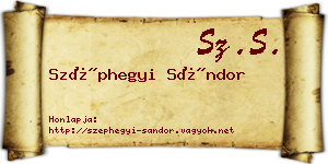 Széphegyi Sándor névjegykártya