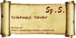 Széphegyi Sándor névjegykártya